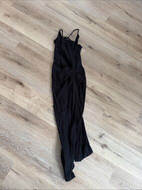 Free People Black Crinkle Maxi Dress with Twist Detail